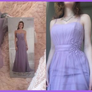 Lavender Tulle Full Length Prom Dress